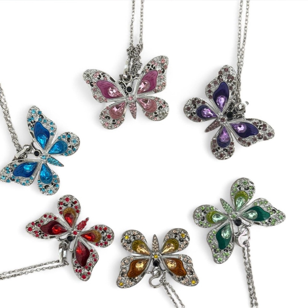 New Colorful Butterfly Necklaces Pink Purple Blue Green Red